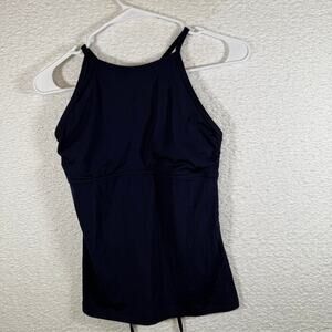 Athleta Navy Blue Bikini Tankini Cross Racer Back Swimsuit size small
